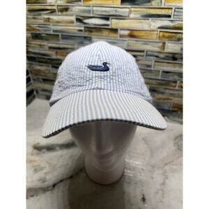 Southern Marsh Vintage Seersucker Blue w Navy Duck Hat Cap